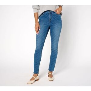 Denim & Co. Women's Pants Sz 20 Tall Classic Slim Straight Printed Blue A669756